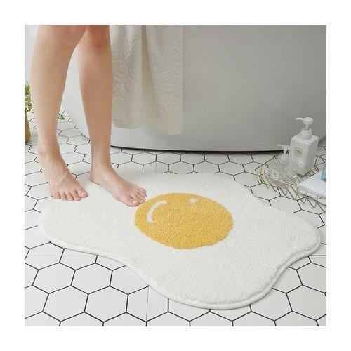 Poached Egg Floor Mat Bathroom Door Non-Slip Absorbent Toilet Carpet