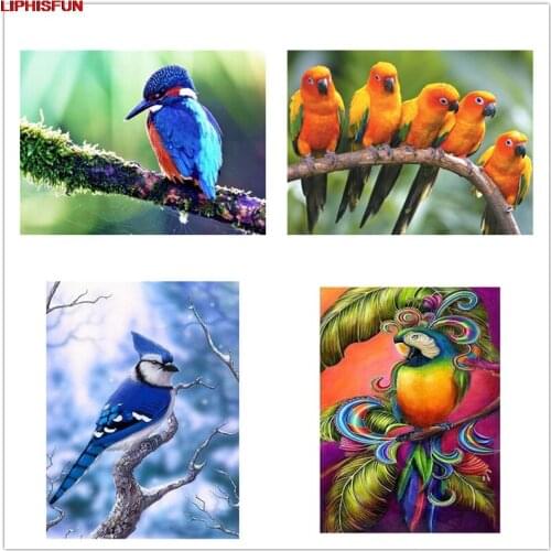 LIPHISFUN Diamond Painting birds scenery Cross Stitch Embroidery Full Square/round Drill Home wall Decor birds parrots