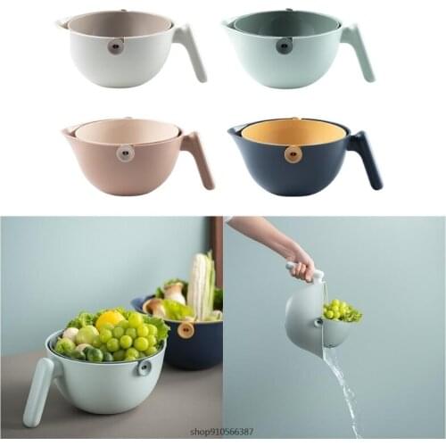 Multifunction 2In1 Handheld Storage Basket Drain Bowl Kitchen Vegetable Fruit Container Washing Basin Plastic Strainer Wholesale
