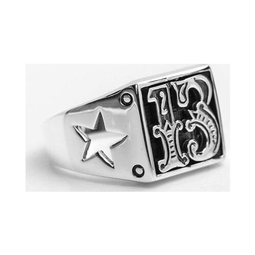 Motor Biker Lucky Number 13 Ring Stainless Steel Men Boys Fashion Cool Man Biker Ring Wedding Gift Dropshipping OSR578