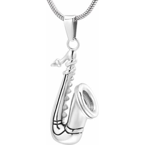 IJD10054 Stainless Steel musical instruments Cremation Jewelry Necklace - Saxophone Keepsake Memorial Urn Necklace For Human