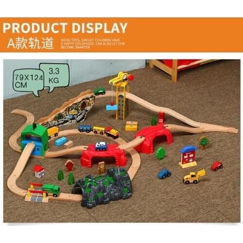 Train track set mining transportation assembly childrens educational track toy, compatible with wooden track and electric train