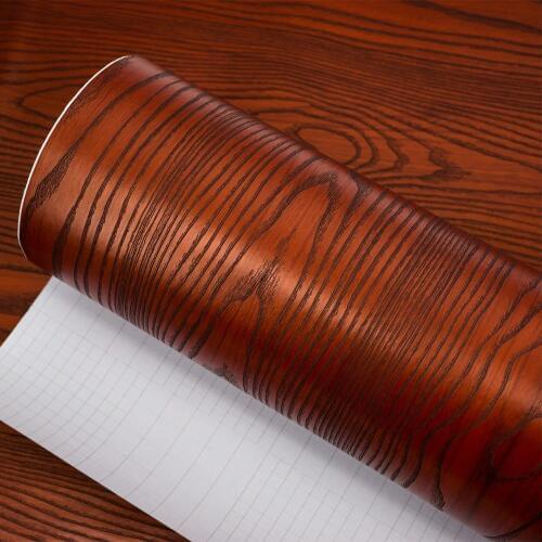 Red Sandalwood Sticker Waterproof Vinyl Self adhesive Film Embossed Kitchen Countertop Shelf Drawer Liner DIY 3D