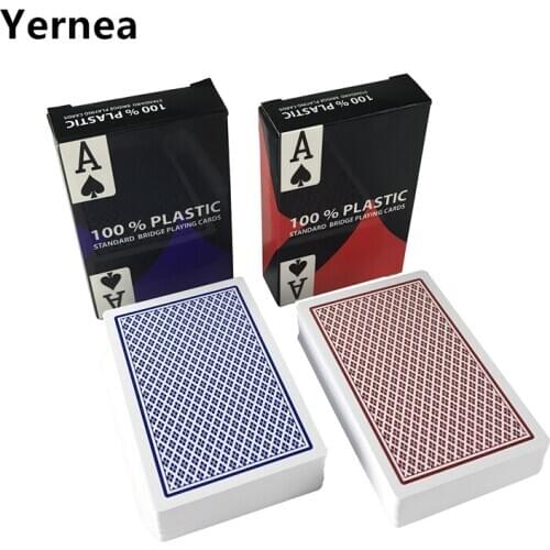 New 2 sets / Lot 2 Colors Of Red And Blue PVC Poker Cards Waterproof Entertainment baccarat Texas Hold'em Poker Game Yernea
