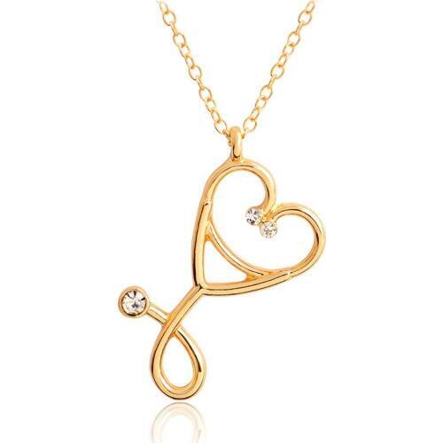 New Design Stethoscope Shape Pendant Necklaces Alloy Heart Necklace&Pendants Medical Supplies Necklace Fashion Jewelry For Women