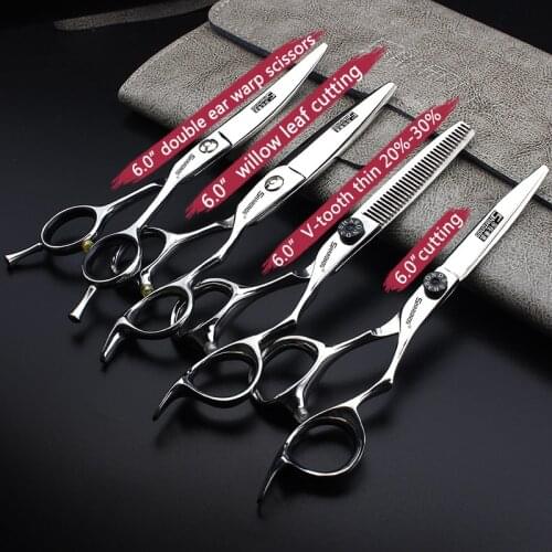 6 inch hairdressing scissors japan 440c scissors set designer cut and thin sharp wear-resistant stainless steel custom logo fine