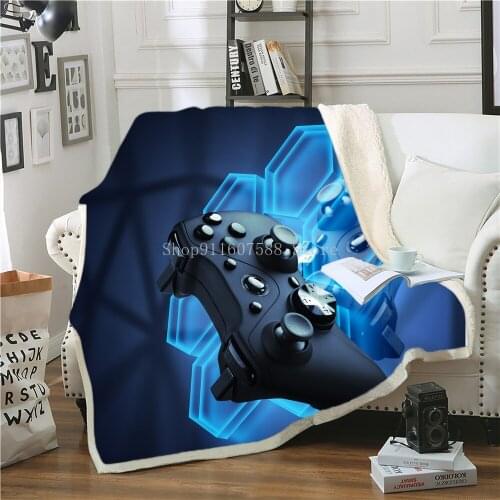 Gamepad Blanket Plush Throw Blanket Double Thick Lamb Blanket Sofa Blanket Square Blanket Boys PS Game Machine Plush Blanket