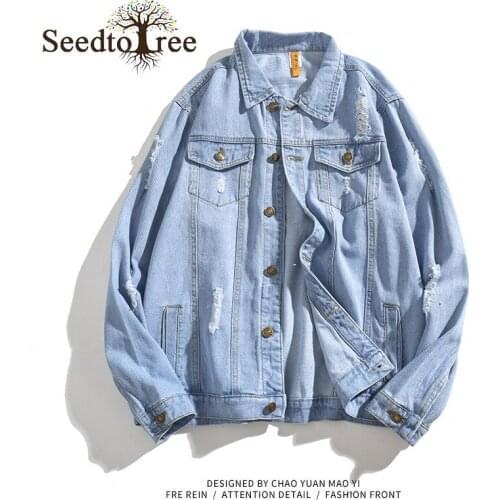 Mens Denim Jacket Mens Casual Long Sleeved Denim Jacket