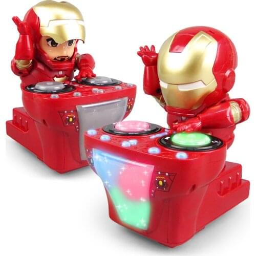 Original Disney Dancing DIY iron man robot Figures Action Music Shiny Electronic marvel superhero Kids girls birthday Toys