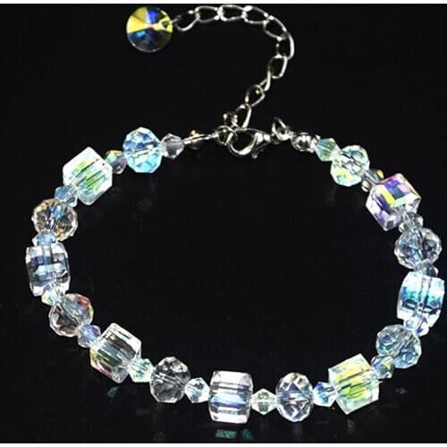 Simple Elegant Transparent Luxury Square Crystals Link Chain Charms Bracelets For Women Adjustable Party Jewelry Pulseras Mujer