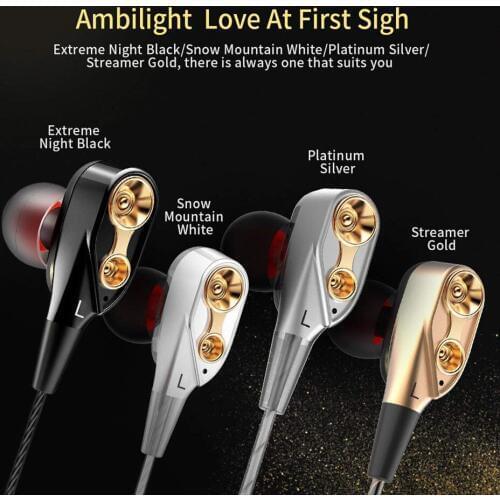 Dual Drive Stereo Wired Earphone In-ear Headset Earbuds Bass Earpiece to 3.5mm Earphones With Mic For iPhone Samsung Huawei