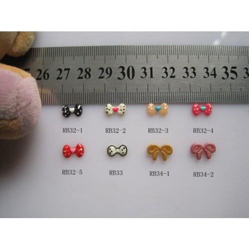 RB32-34 30pcs/bag Resin Bow Dots heart Glitter Bow Nail Art Decoration Nail DIY Deco Resin Bow without Rhinestone