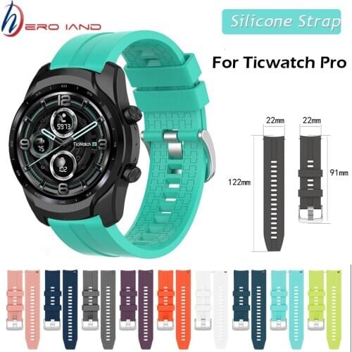 Strap For Ticwatch Pro Smart Watch band 22mm Sillicone Washable Bracelet for For Ticwatch Pro 3 GPS /Pro 2020/GTX/S2/E2 Correa