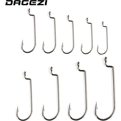 DAGEZI 100pcs/lot black High carbon Steel Fishing Hooks 9 Sizes super big black narrow crank hook Crank Lead Sharp Hooks