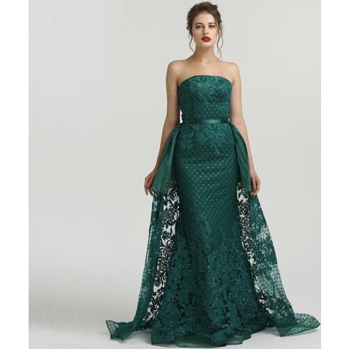 Serene Hill Dubai Green Sleeveless Sexy Mermaid Evening Dress 2020 Off Shoulder Sequins Luxury Formal Party Gown CLA6361