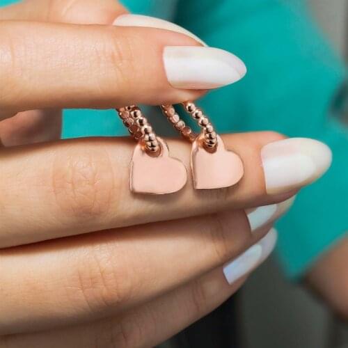 Bulk Clip-On Rose Color 925 K Silver Heart Earrings