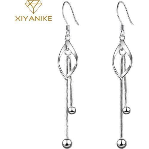 XIYANIKE 925 Sterling Silver Handmade New Trendy Tassel Crystal Drop Earrings For Women Charm Ear Jewelry Couple Gift