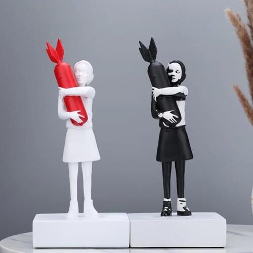 Bomb Hugger Banksy Sculpture Bomb Girl Street Art Resin Statue Creative Home Decor Modern Figurines Art Gifts Desktop