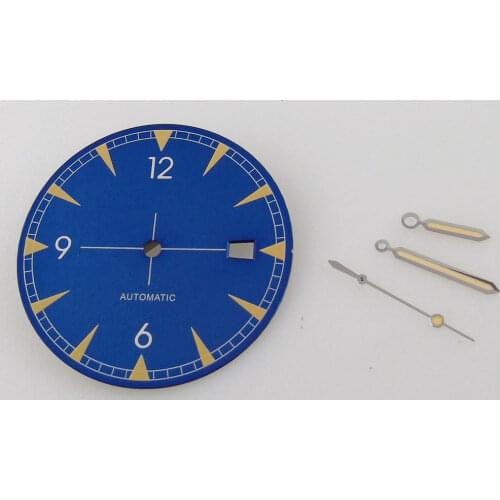 Tandorio Steel Replacement 33.5MM Watch Dial Hand Set fit NH35A Luminous Marks
