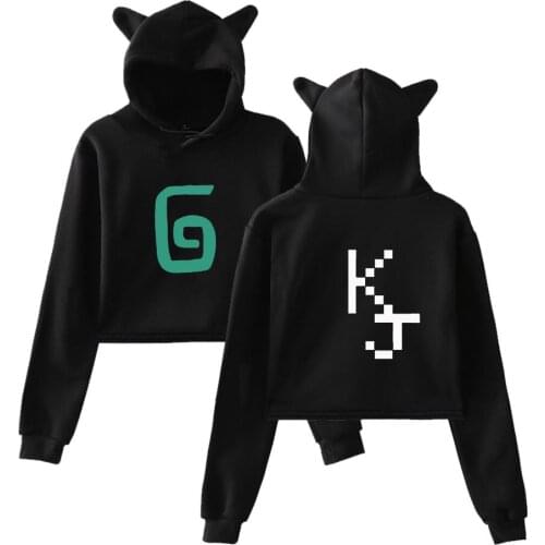 Karl Jacobs GeorgeNotFound Dream MCYT Print Cat Cropped Hoodies Girl Long Sleeve Hooded Pullover Crop Tops Loose hoodies