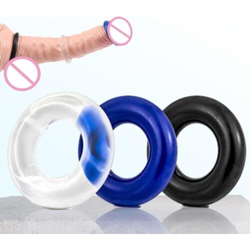 Penis Enlargement Silicone Lock Sperm Cock Ring Male Ejaculation Delay Chastity Device Penis Sleeve Cockring Sex Toys for Men