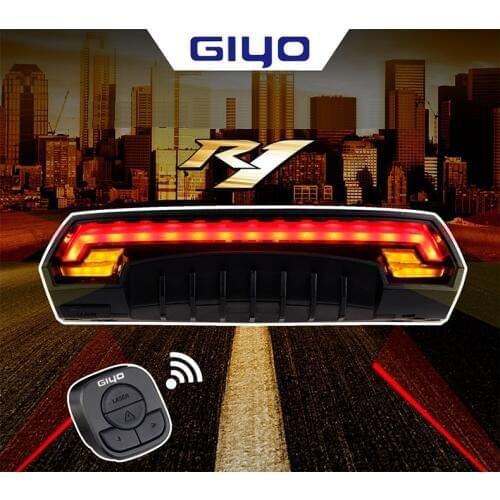 GIYO bicycle taillights intelligent laser remote control turn signal warning light USB charging taillights riding equipment