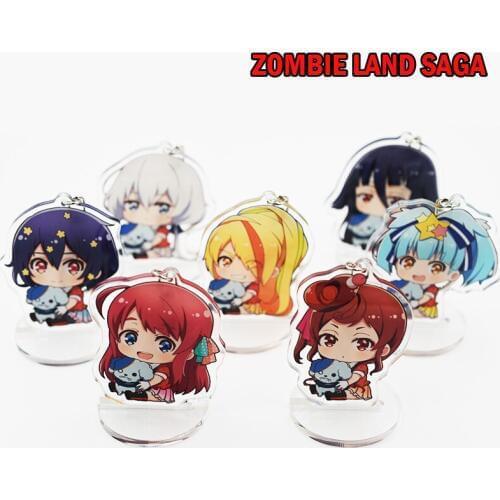 Japan Anime Zombieland Saga Sakura Minamoto Ai Mizuno Cosplay Stand Figure Acrylic Keychain Charm Phone ZOMBIE LAND SAGA Pendant