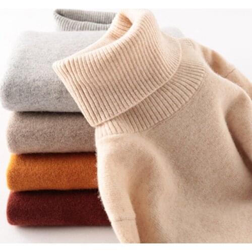 Ladies Sweater Turtleneck Cashmere Sweater Women Pure Cashmere Autumn and Winter New Pullover Knitting Base All-match Sweater