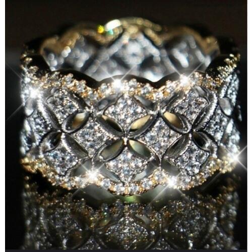 WYJZY Wave ring European and American fashion jewelry Bride engagement wedding jewelry ladies fashion classic jewelry