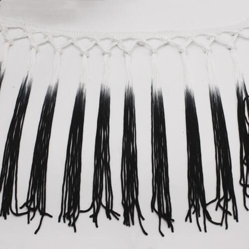 Yackalasi 3 Yds/Lot Fringe Tassel Knot 100% Rayon Latin Fringe White/Black Lain Dress Fringe Trimming 15cm