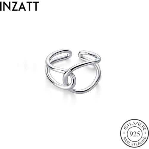 INZATT Real 925 Sterling Silver Cross Geometric Adjustable Ring For Fashion Women Party Cute Fine Jewelry Minimalist Accessories