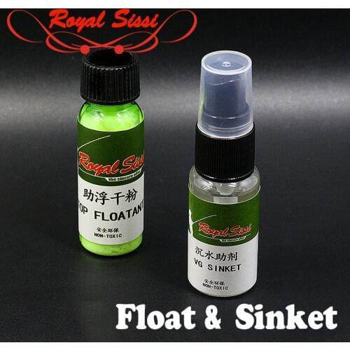 Royal Sissi Floatant Powder&sinket additives combo fly fishing chemical dry fly floating powder 20ml&wet fly sinking liquid 20ml