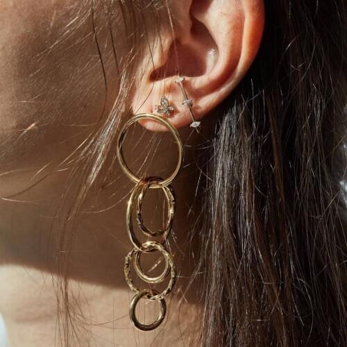 1pair Fashion Bohemian Punk Earrings Jewelry crysta Ethnic style Geometric Circle shape Earrings Best Gift for Women Girl E045