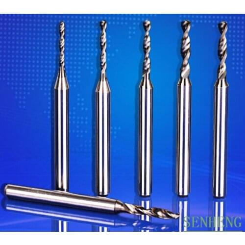 10Pieces 1.3mm high precision Carbide CNC Router Bits PCB drills Spiral Milling Cutter Drill Bit