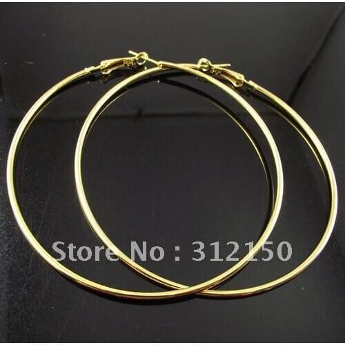 12pairs Free Shipping gold color Big Hoop Earring Fashion Earrings 80mm Popular earrings