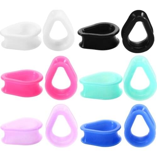 12pcs/lot Silicone Flexible Drop Double Flared Flesh Tunnel Ear Gauges Women Ear Stretchers Plugs Expander Body Piercing Jewelry