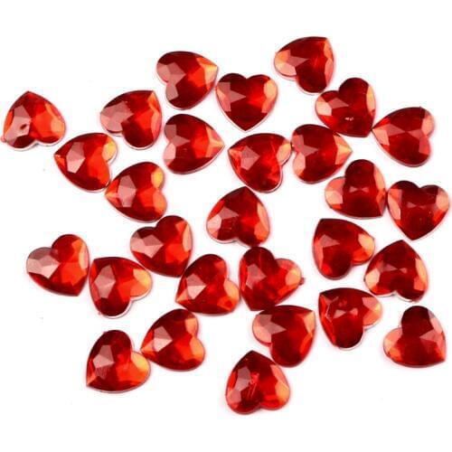 200Pcs Red Heart Acrylic Decoration Crafts Beads Flatback Cabochon Scrapbook DIY For Clothes Embellishments Accessories