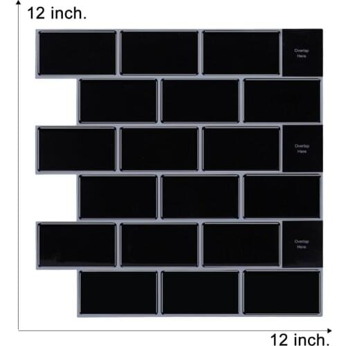 12*12 inch 3D Mosaic Wallsticker Tile Kitchen Bathroom Heat Resistant Backsplash Wall Tile Peel and Stick Wall Tile Mosaic Wall