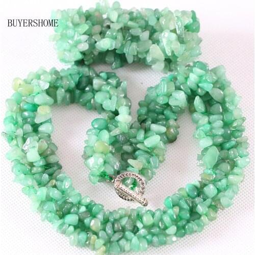 4-8MM Chip Beads Natural Stone Green Aventurine Necklace Bracelet Jewelry Set For Women Gift