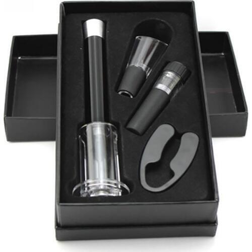 4 Pcs Wine Opener Set Air Pressure Pump Bottle Corkscrew Includes Wine Opener Kit Vacuum Stopper Wine Pourer Bar Accessories