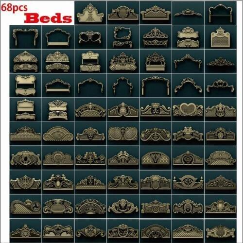 68pcs bed 3d STL Model Relief for CNC Router Aspire Artcam _ Beds Set