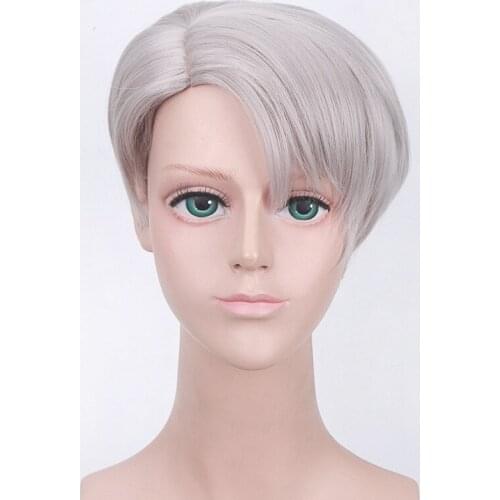 Anime Yuri!!! on Ice Viktor Nikiforov cosplay Wig Synthetic Hair Victor Nikiforov halloween Cosplay Wigs + Wig cap