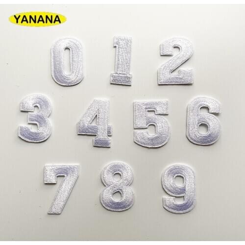 White Number Embroidery Patches for T shirt Iron on Stripes Appliques Clothes Stickers Clothing Badges DIY clothing