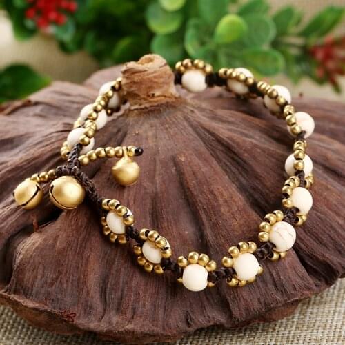 Bohemian Ethnic Style Retro Turquoise Womens Bracelet Wax Rope Hand-woven DIY Beach Style Creative Couple Female Bangle Jewelry