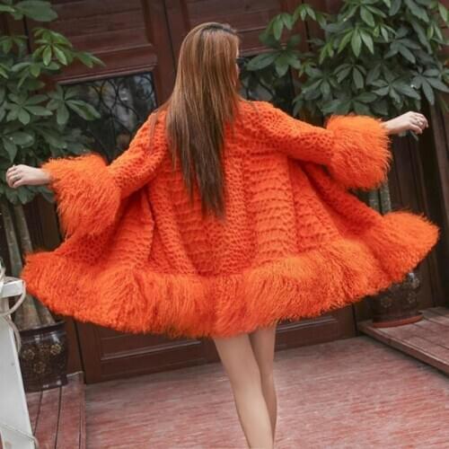 Whole Rex Rabbit Fur Grass Coat Beach Wool Korean Version Seven-point Sleeve Womens Long Section Anti-season Promotion