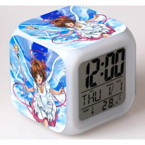 Anime Cardcaptor Sakura Cartoon LED 7 Color Flash Digital Alarm Clocks Night Light Bedroom Desk Clock despertador Alarm-Clock
