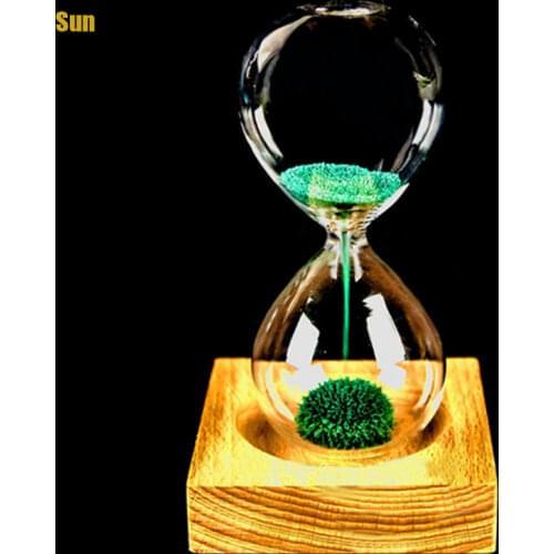 Wood+glass + Iron Powder Sand Iron Flowering Magnetic Hourglass with Packaging Hourglass 13.5 * 5.5cm Wooden Seat Gift Presents