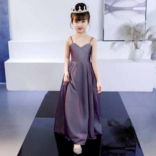 High-end Princess Sleeveless Dress For Girl Children Pageant Catwalk Party Sling Evening Dress Modis Kids Clothes Vestidos Y1534