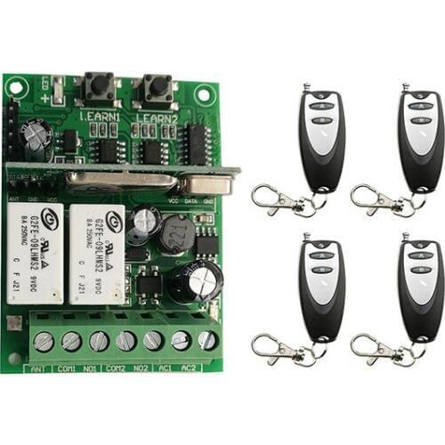 Individual learning code DC9V 12V 24V 10A 2CH Remote Control Garage Door RF Wireless Remote Control Switch Transmitter+Receiver