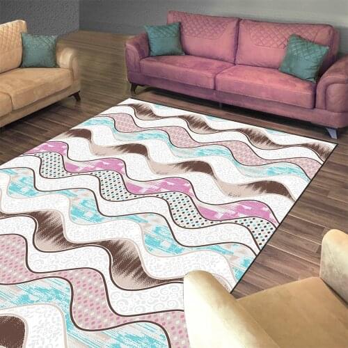 African Design And Colorful Wave Pattern Digital Printed Carpet 2021 New Durable Comfort Big House Bedroom Livingroom Rugs Moder